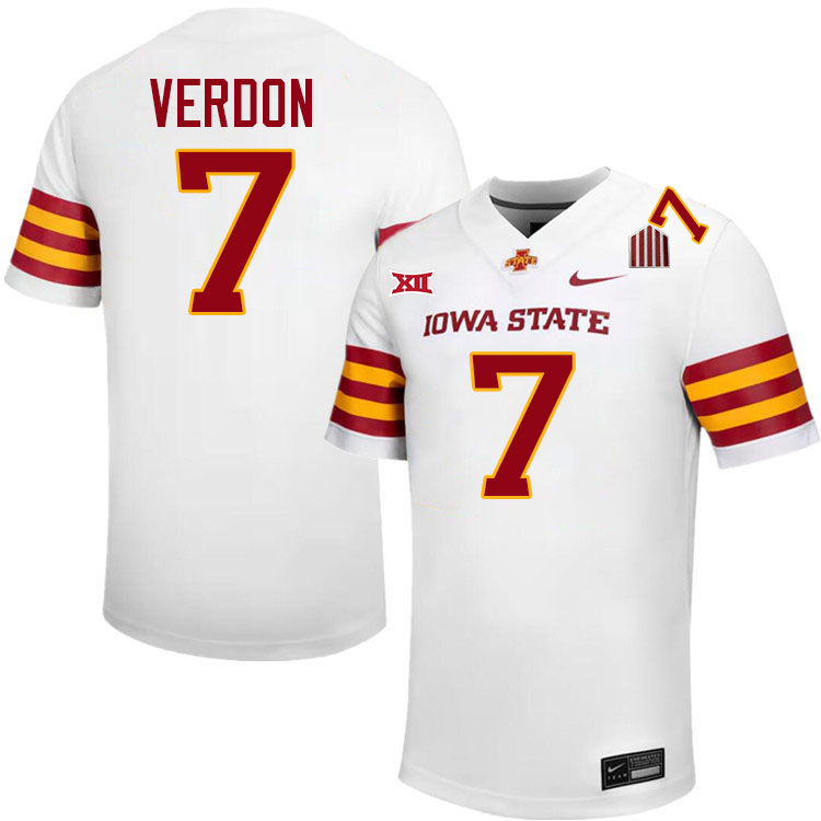 Malik Verdon Jersey,Iowa State Cyclones #7 Malik Verdon College Jersey Youth-White